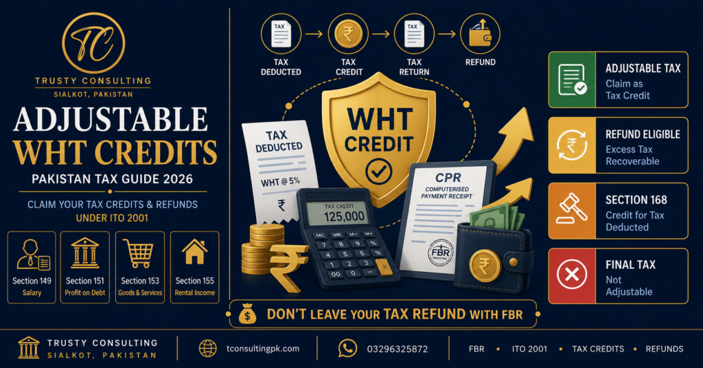 Adjustable withholding tax credits Pakistan – Section 168 ITO 2001 guide by Trusty Consulting Sialkot